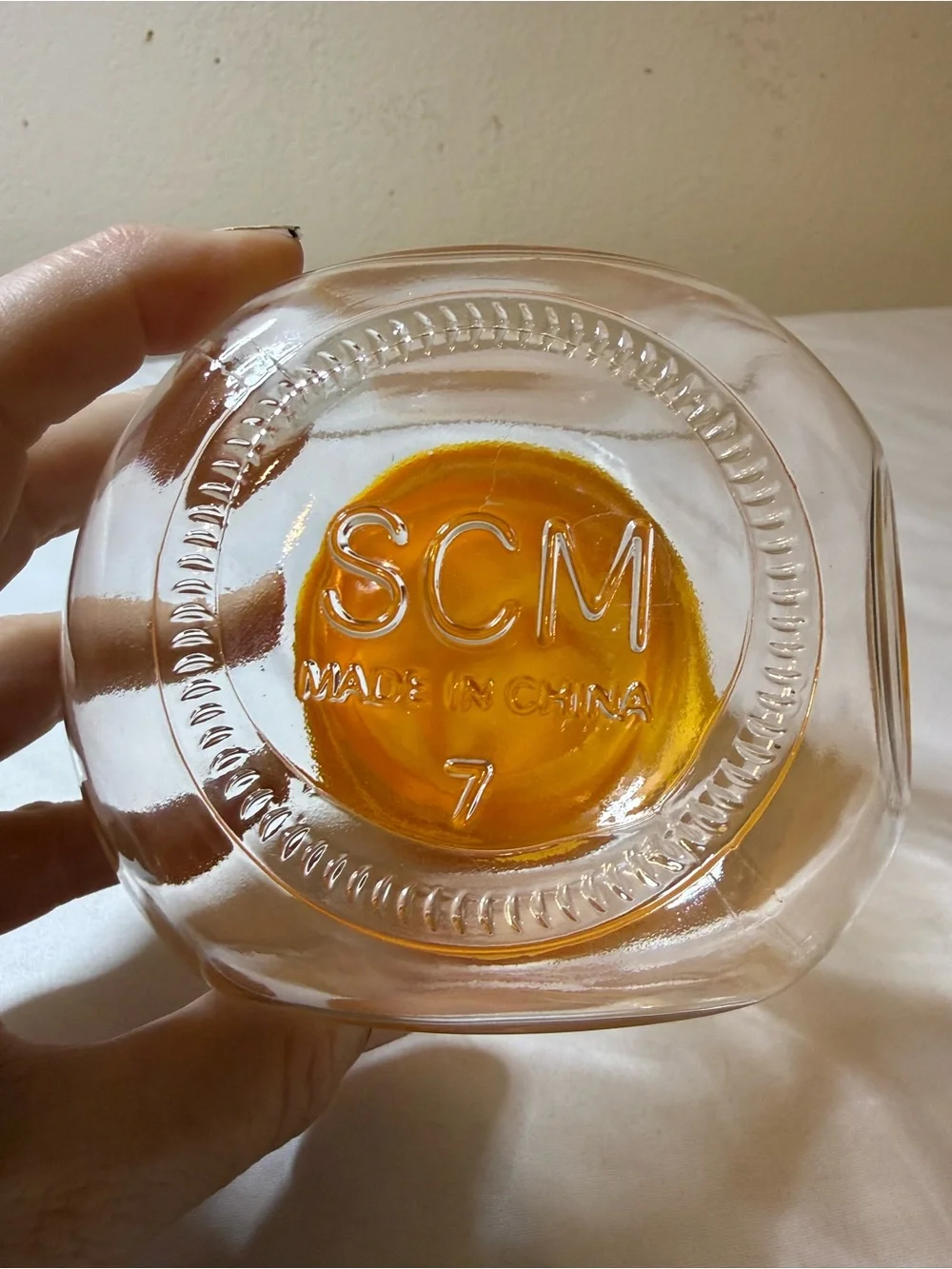 Clear Glass Candy Jar with Yellow Lid